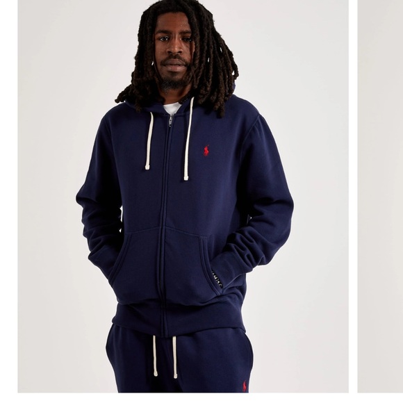 U.S. Polo Navy Fleece Zip-Up Hoodie Jacket Men’s XL Classic Streetwear Essential - Picture 2 of 5
